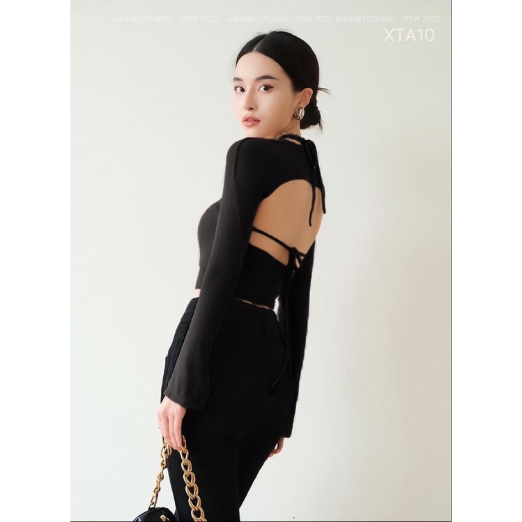 Set áo Milla len mongtoghi - Dáng croptop dài tay | XTA10 | Meimei Studio