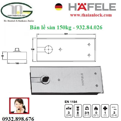 Bản lề sàn Hafele 932.84.026 150kg