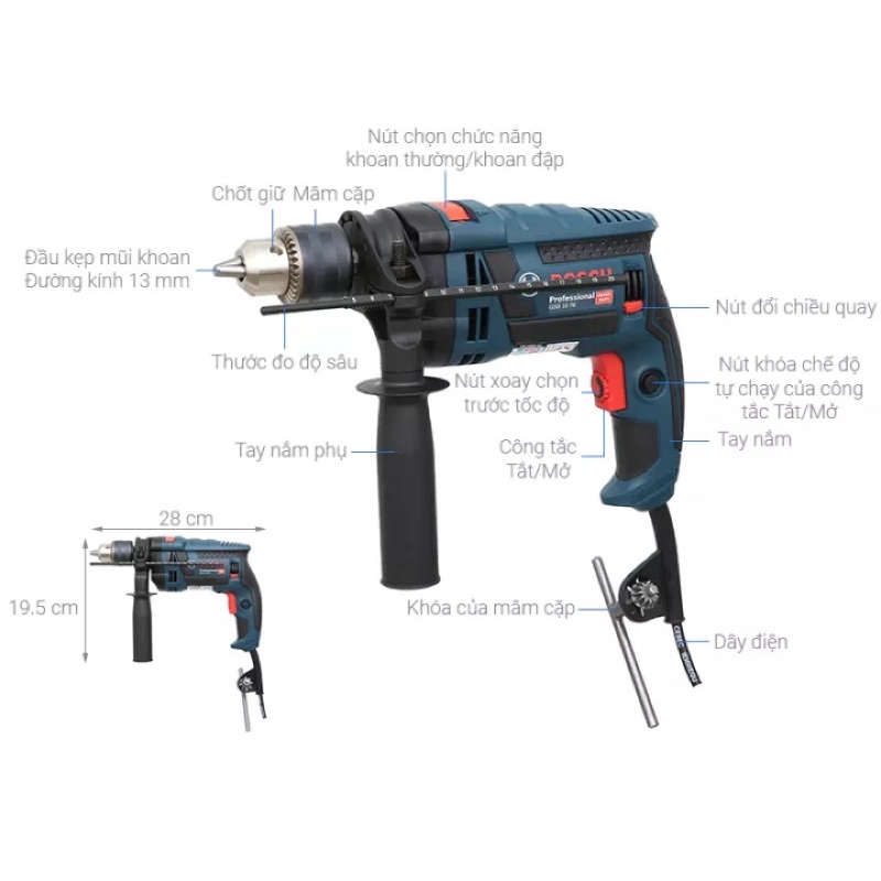 MÁY KHOAN ĐỘNG LỰC 750W GSB 16RE BOSCH