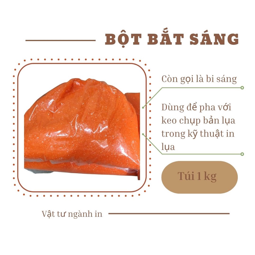 Túi 0.5 kg và 1 kg Bột bắt sáng (bi sáng) để in hình bản thiết kế lên lưới in