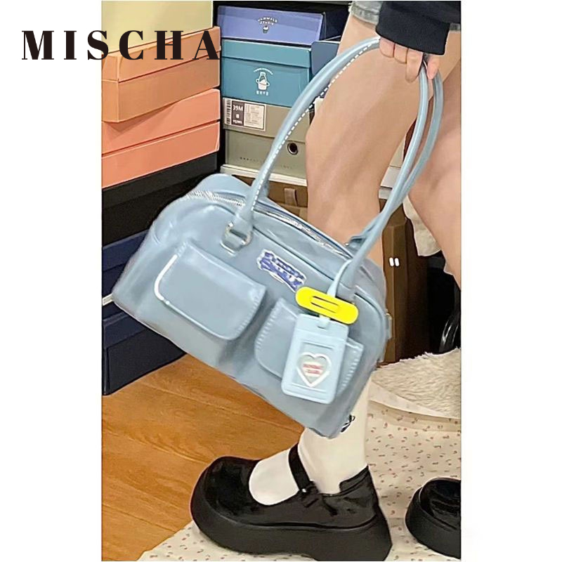Mischa Túi Đeo Vai Da PU Sức Chứa Lớn Màu Trơn Phong Cách retro Đơn Giản Dễ Phối Đồ