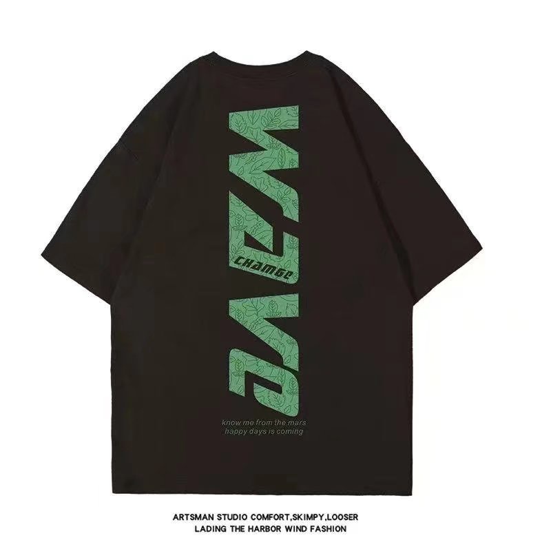 Áo Thun Tay Ngắn Cổ Tròn In Chữ Cái Đơn Giản Thời Trang Phong Cách Hip Hop Hàn Quốc