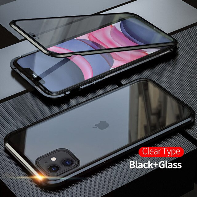 Ốp Điện Thoại Hai Mặt Kính Bảo Vệ 360 Độ Từ Tính Cho iphone 12 Pro Max/12 Pro/12 mini/11 Pro Max/11