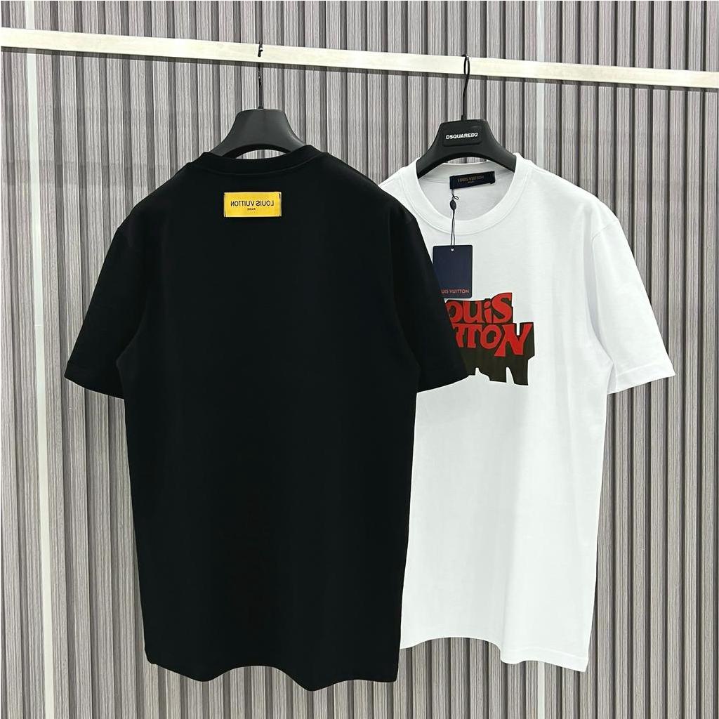 Áo thun LV Áo Louis Vuiton in Chữ họa tiết Đỏ Bóng Mờ  MS07 Vải Cotton 100%