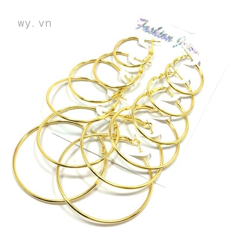 Bộ 5 cặp hoa tai nữa dạng vòng phong cách thời trang đầy độc đáo