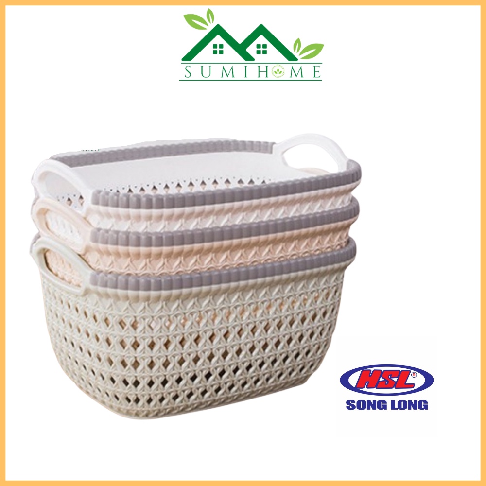 Giỏ nhựa đựng đồ có quai cầm Song Long Plastic đa năng tiện lợi, nhiều size, màu ngẫu nhiên - SUMIHOME