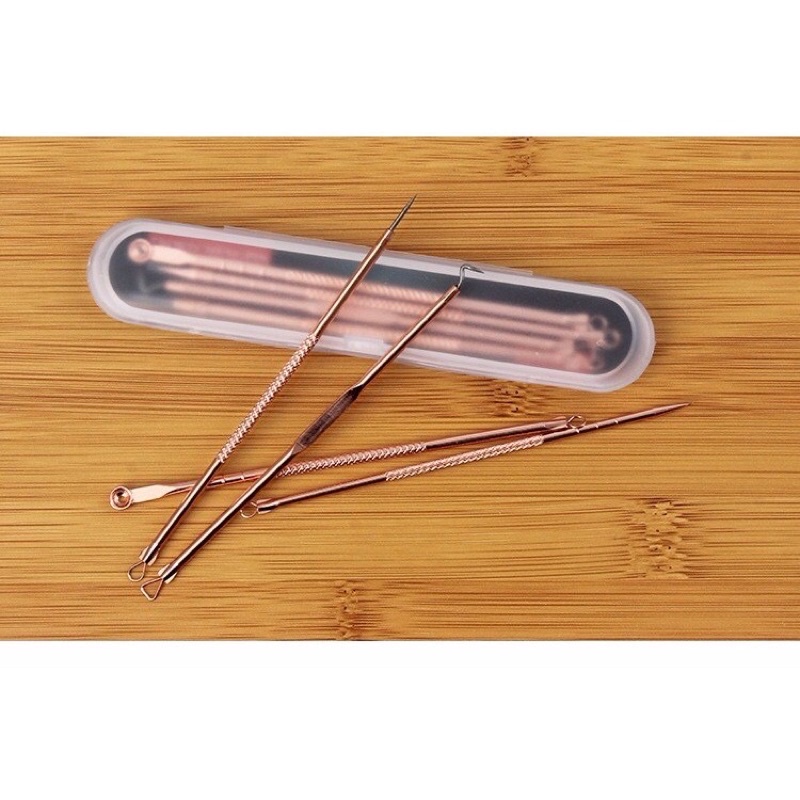 Bộ 4 que nặn mụn 2 đầu chuyên nghiệp loại màu vàng