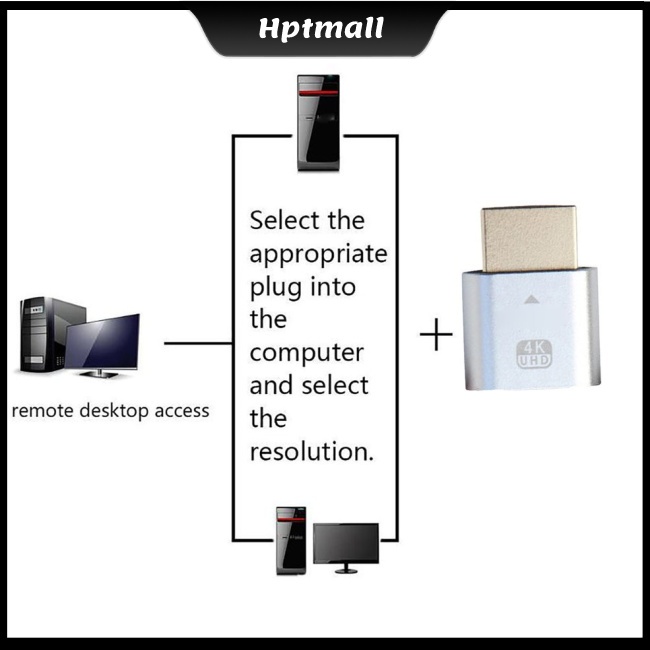 Đầu cắm giả lập ảo hóa màn hình khóa có thể tương thích với HDMI độ phân giải siêu cao 4K BK