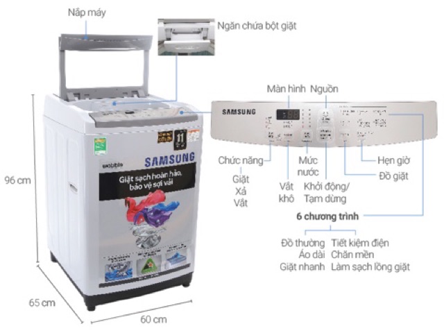 Máy giặt Samsung 8.5 kg WA85M5120SG/SV (Miễn phí giao tại HN-ngoài tỉnh liên hệ shop)