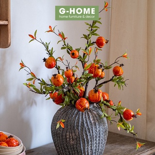 Cành lựu nứt hút tài lộc Ghome 3 quả đẹp, cành lựu nứt phong thủy phú quý màu sắc tự nhiên decor trang trí nhà cửa LUU3