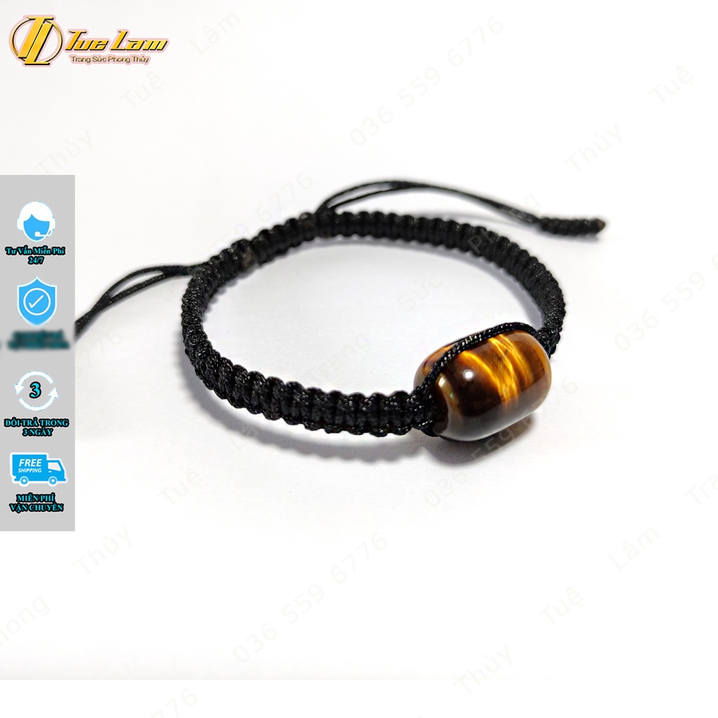 Vòng chỉ may mắn bện handmade lu thống màu nâu vàng hợp mệnh kim thổ- Tuệ Lâm