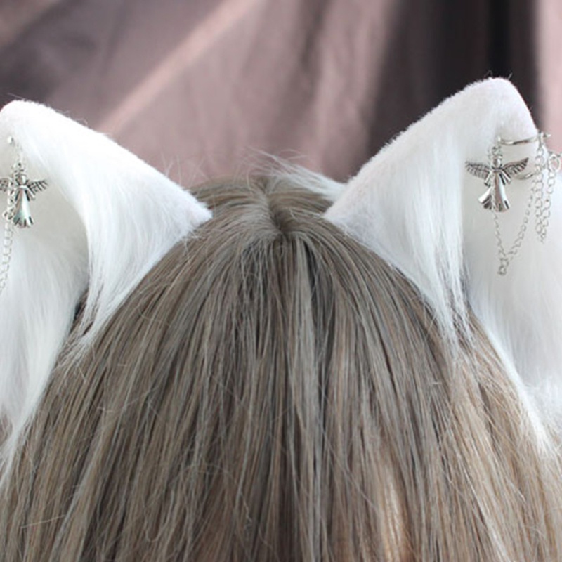 Kẹp Tóc Tai Mèo Phối Lông Phong Cách Lolita Đáng Yêu Cho Bé Gái