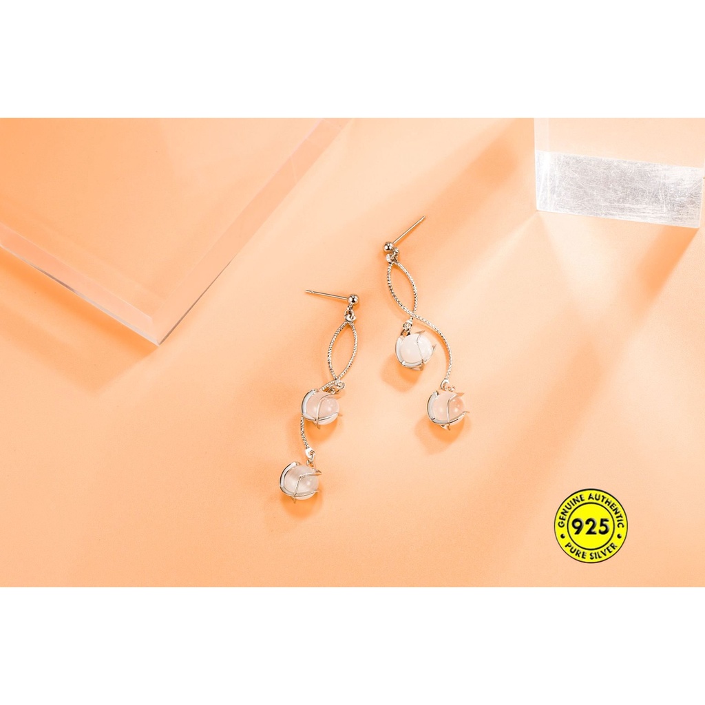 Bông Tai Mạ Bạc 925 Dáng Dài Đính Đá Opal Phong Cách Retro Thời Trang U934