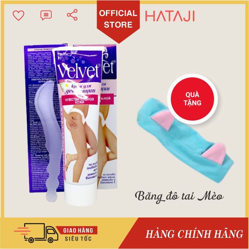 Kem tẩy lông Velvet nga tẩy lông vùng kín nách tay chân 100ml TẶNG băng đô tai mèo