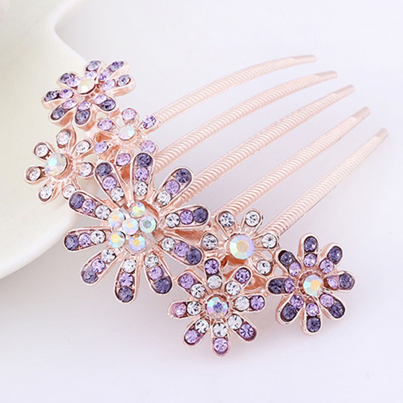 Cài tóc họa tiết hình hoa đính đá thời trang