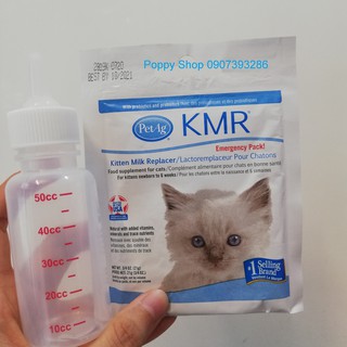 Combo Sữa KMR Hàng Mỹ Gói 21 gram Và Bình Sữa 50 ml Cho Chó Mèo Sơ Sinh