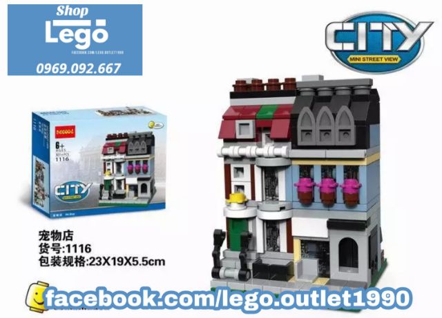 Xếp hình tòa nhà khu phố Pari nước Pháp hoa lệ Streetview Modular Lego Minifigures Decool 1114 1119