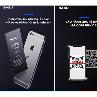 Pin BASU iPhone 5/ 6P/ 8  Chính Hãng tiêu chuẩn xuất khẩu EU - Bảo hành 12 tháng