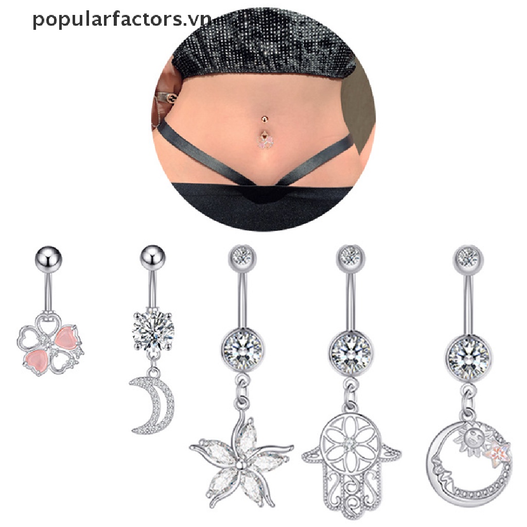 Khuyên rốn đính đá bằng thép không gỉ thời trang
