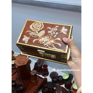 hộp đựng trang sức / nữ trang, để con dấu, bằng gỗ, mini có khóa số hàng cao cấp