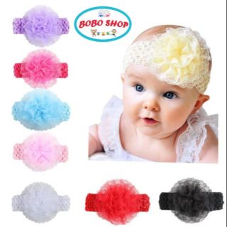 Băng đô đeo đầu thiết kế  bông hoa bằng ren thời trang dành cho bé B22
