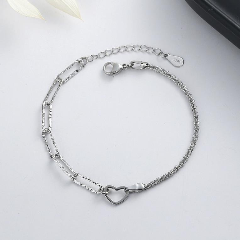 (0135) Vòng Tay Kết Hợp Hai Sợi Mặt Nối Trái Tim Hàn Quốc Tinh Tế