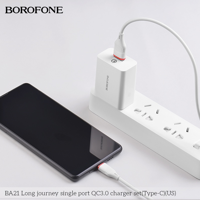 Bộ sạc 18W BOROFONE gồm củ và dây cáp sạc dài 1 mét cho android: Samsung, Xiaomi, Oppo, Vivo, Huawei Realme...