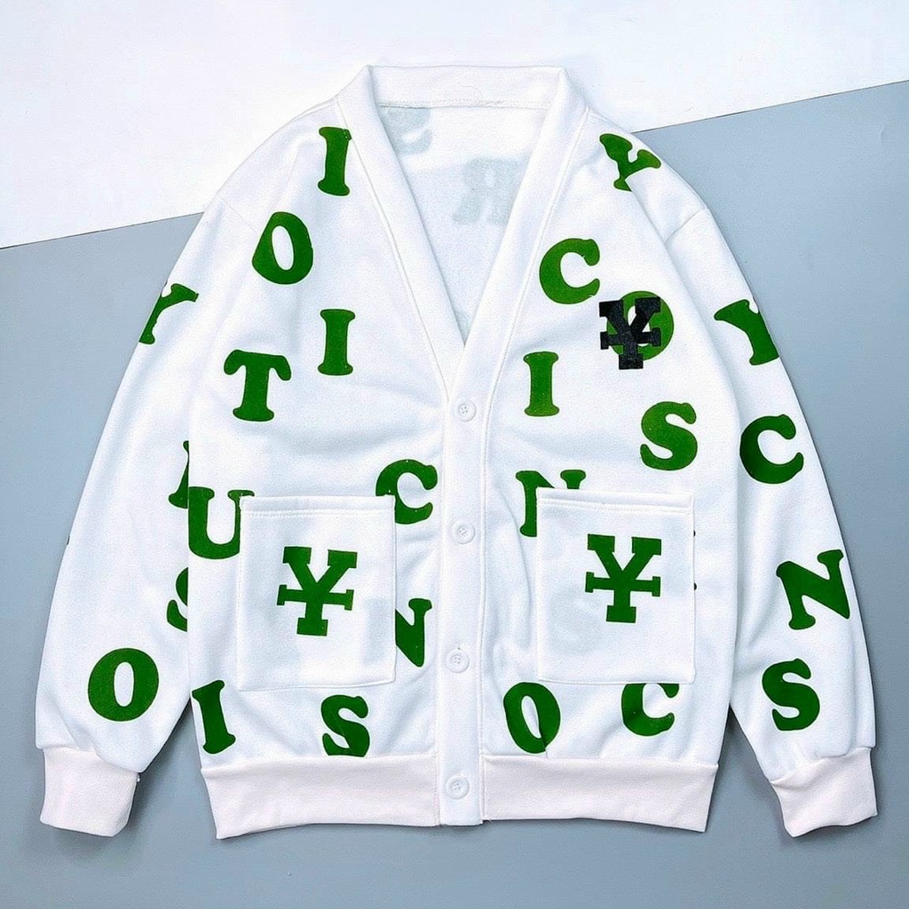 Áo Cardigan Len Nữ Dày Họa Tiết Chữ Cái Có Túi , Cadigan Kẻ Kim Cương Ulzzang Hàn Quốc