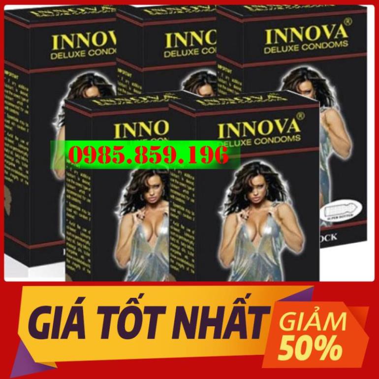 Bao cao su kéo dài thời gian quan hệ gai gân Inova đen-hộp 12c