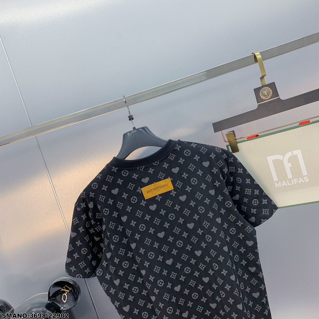 Áo Phông Nam LV Họa Tiết In Nổi - Áo Thun Nam Chất Liệu Cotton Mát Mịn