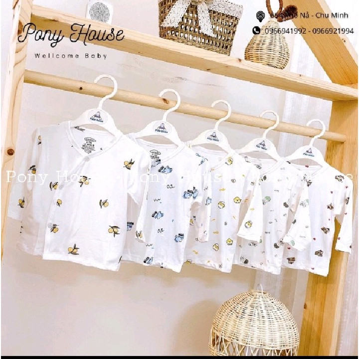 Áo dài tay cài lệch sơ sinh hoạ tiết dễ thương cho bé VT KIDS