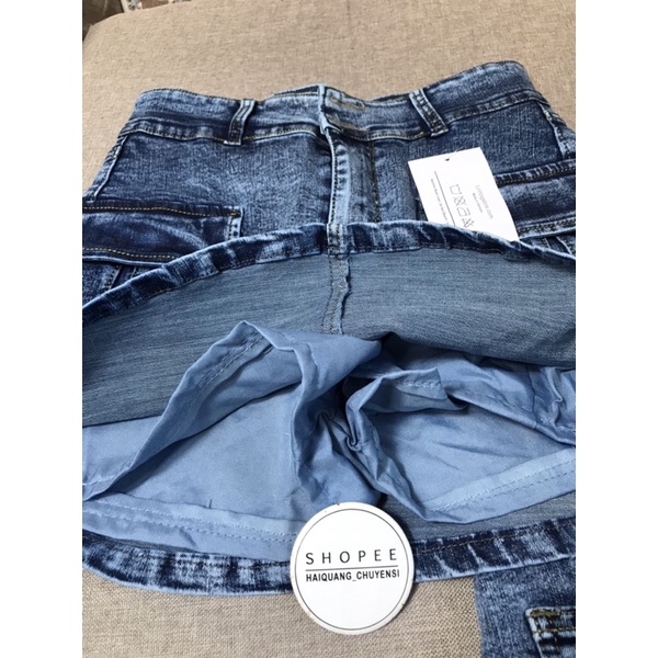 CHÂN VÁY BÒ CHÂN VÁY JEAN NỮ HAIQUANG CHẤT ĐẸP CÁ TÍNH TÚI TRƯỚC HAI MÀU XANH-XÁM | BigBuy360 - bigbuy360.vn