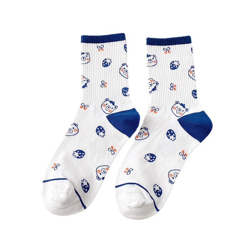 WAFNHA D462 Vớ cotton in Họa Tiết Hoạt Hình Ngộ Nghĩnh Dành Cho Nữ