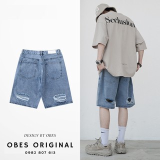 [OBES] Quần short jeans, quần đùi jeans có rách kiểu QS208
