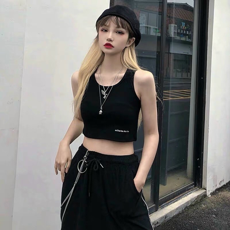Áo ba lỗ chữ thêu⚡️FREESHIP EXTRA⚡️áo cotton mát rượi