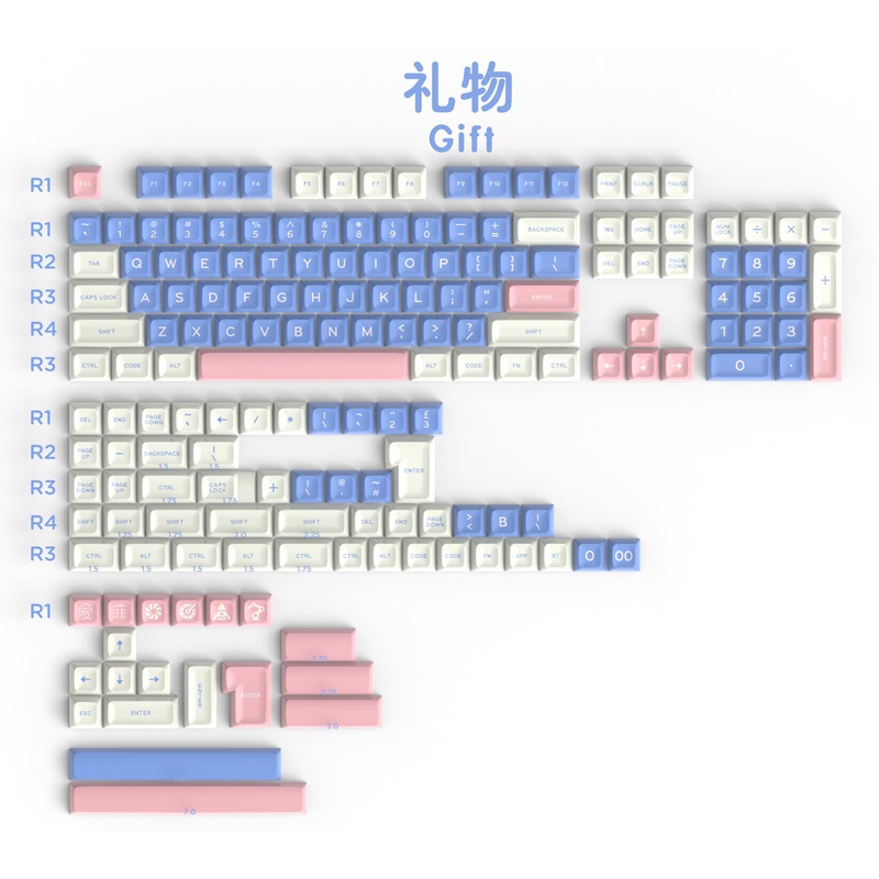 Bộ nút bàn phím cơ Keycap SA AIFEI GIFT - ABS Doubleshot - 170 phím