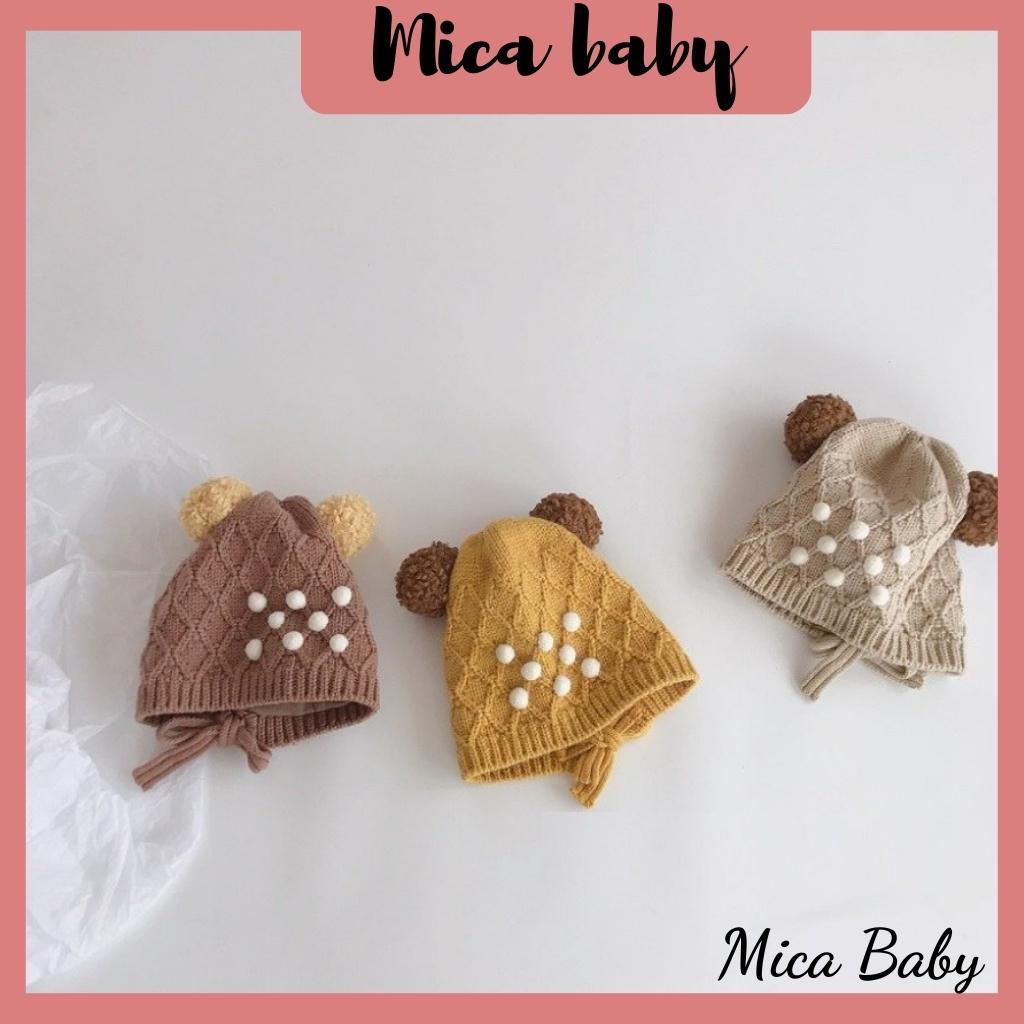 Mũ len tai bông chấm nhỏ đáng yêu cho vé từ 1-5 tuổi Mica baby ML43