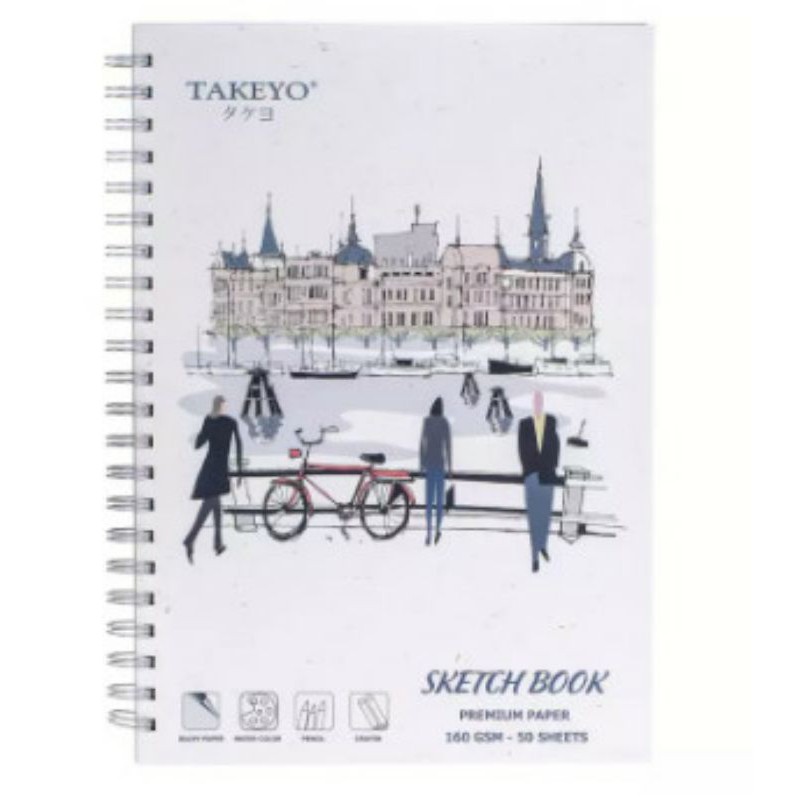 VỞ VẼ LÒ XO TAKEYO 50 TỜ GIẤY NGÀ 160GSM