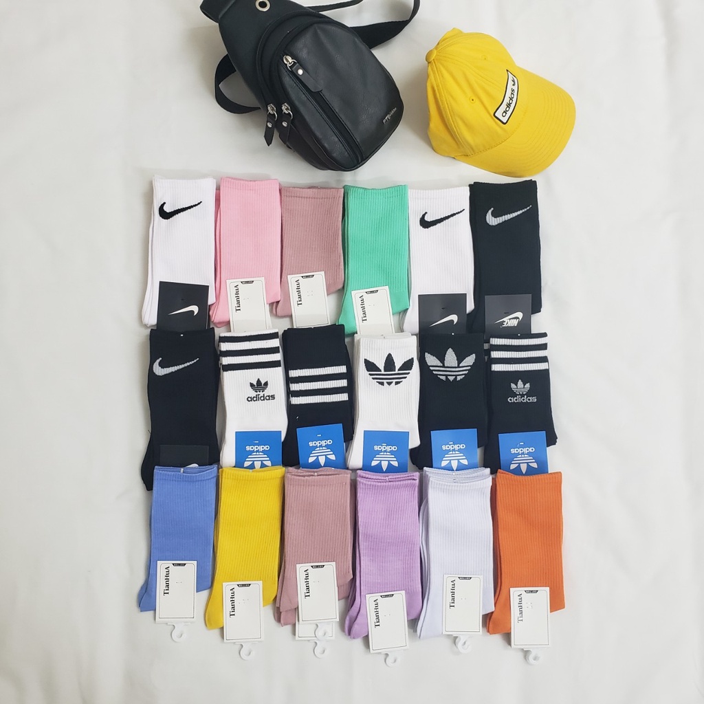 Tất cổ cao Unisex Basic trơn nhiều màu, vớ nam nữ cá tính.