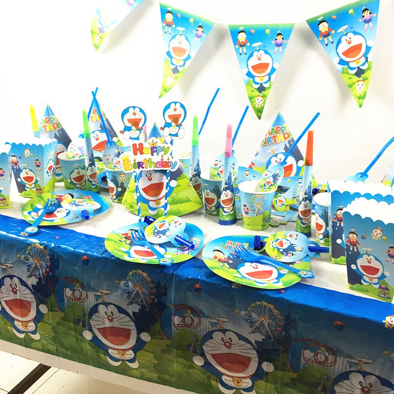 Doraemon Bộ Phụ Kiện Trang Trí Tiệc Sinh Nhật Chủ Đề Doremon