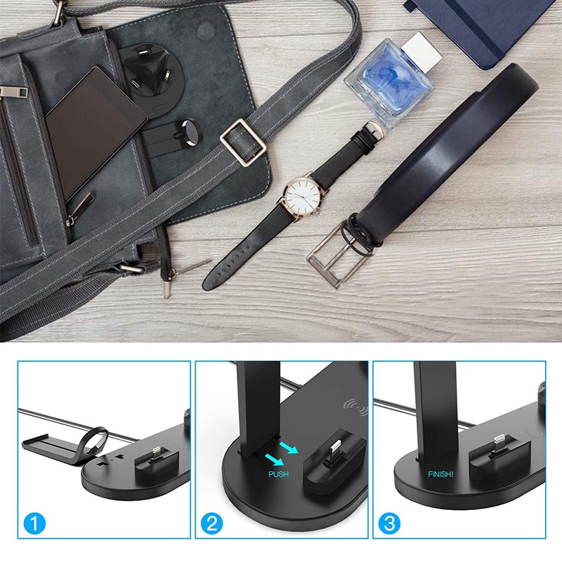 Đế sạc không dây MIONE 3/ 4 trong 1 15W sạc nhanh iPhone Android Type C thích hợp cho đồng hồ thông minh bluetooth