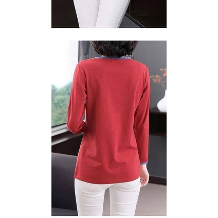 Áo Thun Tay Dài Dáng Rộng Thời Trang Cho Phụ Nữ Trung Niên