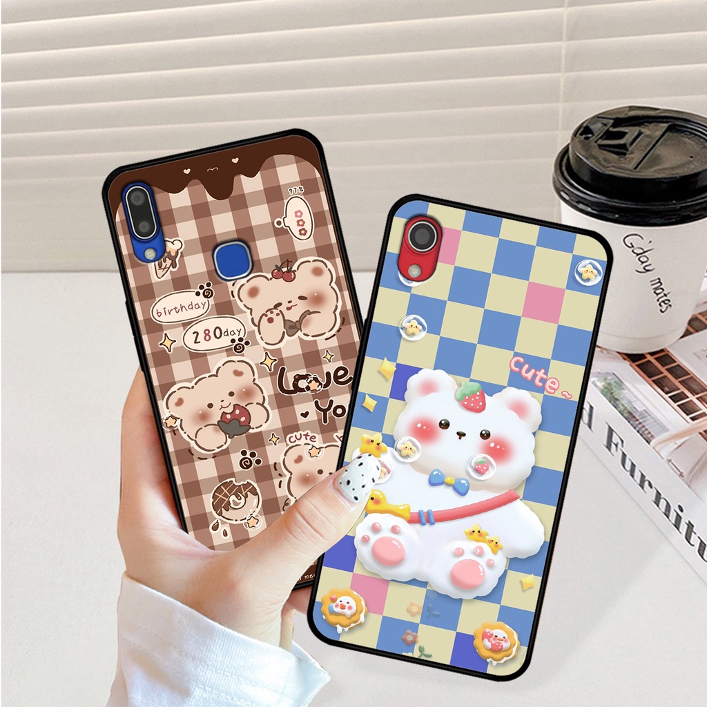 Ốp lưng Vivo Y91 / Y91c / Vivo Y93 / Vivo Y95 in hình caro gấu thỏ dễ thương