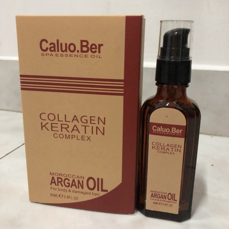 Tinh dầu Caluo.Ber Argan Oil Moroccan Collagen Keratin Complex dưỡng tóc bóng mượt 80ml (không hộp)