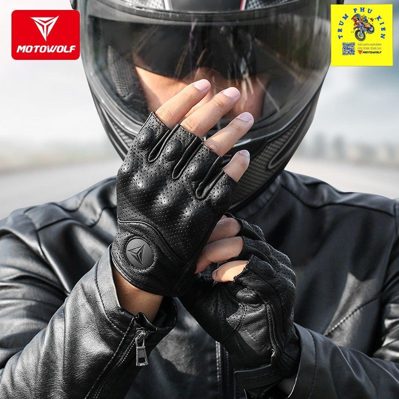 Găng tay Motowolf cụt ngón chất liệu da cừu