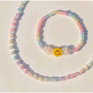 [Vòng handmade] choker, vòng tay hạt cườm flower and smiley
