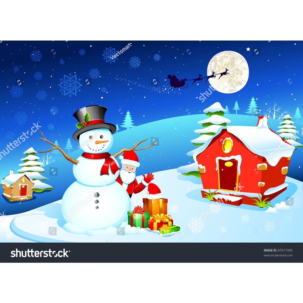 Tranh Dán Tường 3D Người Tuyết Tặng Keo Và Dụng Cụ Dán