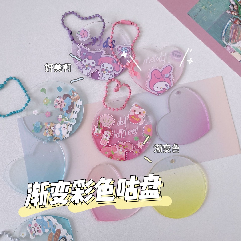 Peach Acrylic gradient color disc  DIY decorative keychain pendant