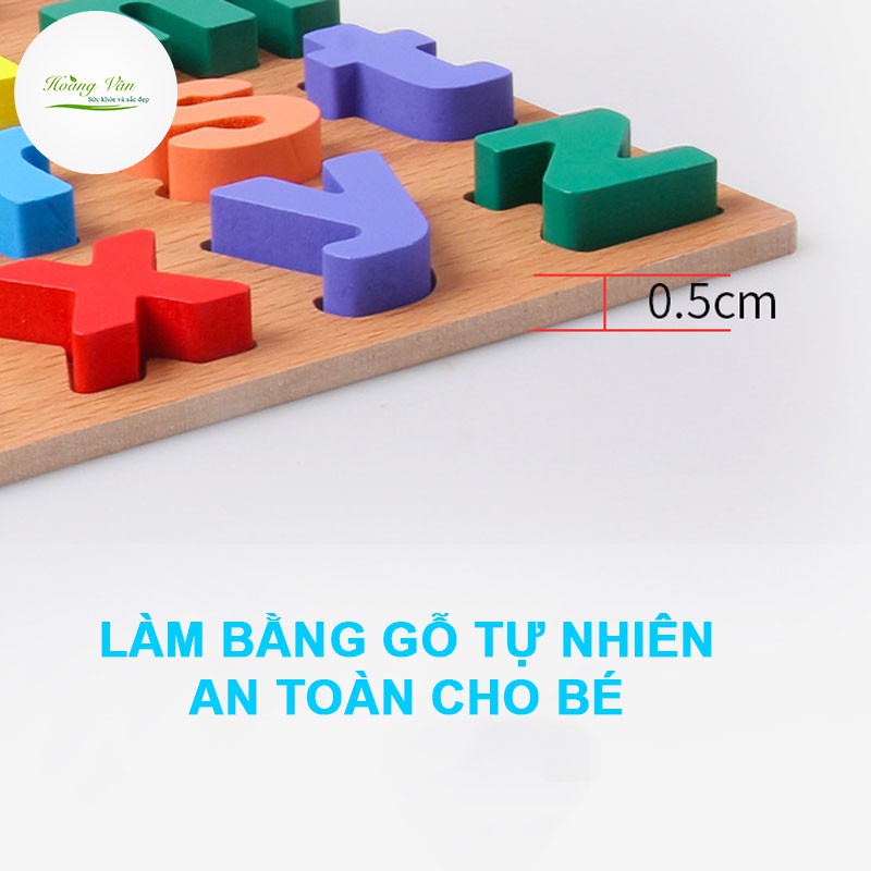 Bảng chữ cái Tiếng Anh - Chữ nổi làm bằng gỗ tự nhiên