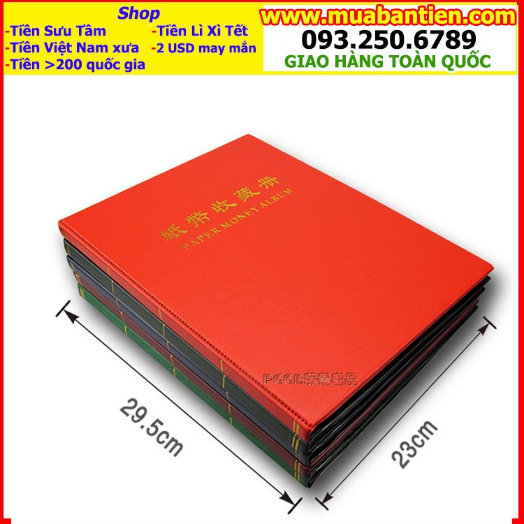 Quyển Album Đựng Tiền Giấy 20 Phơi 3 ngăn trong suốt PCCB, chứa được tối đa 60 tờ tiền